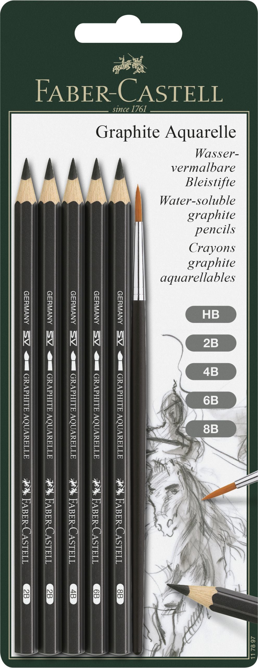 BLISTER 6 BUC CREION GRAFIT AQUARELLE + PENSULA FABER-CASTELL BLISTER 6 BUC CREION GRAFIT AQUARELLE + PENSULA FABER-CASTELL
